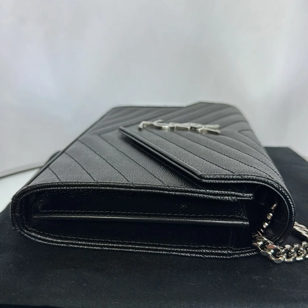 YSL Monogram Large Wallet Bag on Chain in Grained Leather Black - Picture 5 of 8